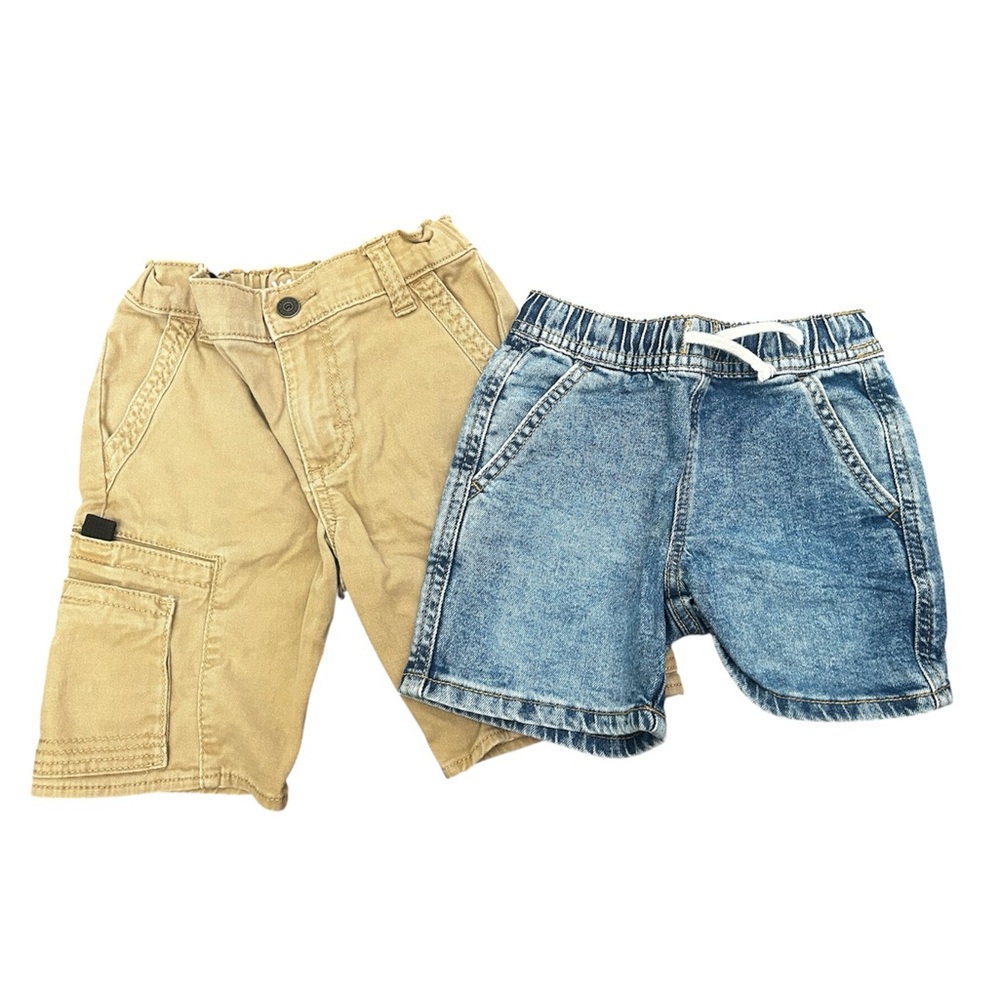 Stylish Tan and Blue Kids Shorts Set